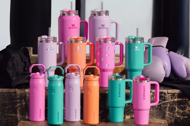 Colorful Stanley Cups at Target in the colors Teal, Orange, Lilac and pink Credit: Food & Wine / Stanley